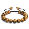 Amazon Venta Caliente Transfronteriza Pulsera de Piedras Naturales Hecha a Mano Ágata Negra Ojo de Tigre Joyería para Hombre en Stock Al Por Mayor
