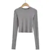 Ropa para Mujer Tops Cortos Brasileño Y2K Camiseta de Manga Larga para Mujer Algodón Sexy Top Corto