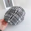 Chapéus de Tecido da Série Xadrez Casual Vintage de Primavera para Mulheres, Chapéus de Pescador Finos Artísticos, Chapéus da Moda para Usar na Frente, Bonés de Baseball Tendência