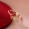 Nuevo Anillo de Peces Koi de Jade Estilo Chino para Mujer, Banda Lisa de Pez Dorado de Resina, Anillo para Dedo Índice, Anillo Ajustable de Estilo Étnico Simple y Versátil