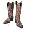 Botas vaqueras bordadas retro de gran venta para mujer, botines de punta fina con tacón grueso, sin cordones, cómodas y no cansan los pies, zapatos de mujer para otoño e invierno