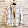 Camisa Masculina de Manga Longa Outono Nova Casual Elegante Francesa Hipster Color Block Xadrez Estilo Primavera Outono Jaqueta Camisa Workwear Tendência