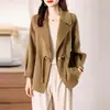 Casaco de Lã Pura Estilo Novo 2026 para Mulheres, Temporada de Outono e Inverno, Elegante Estilo Coreano Gola de Terno Casaco de Lã Dupla Face