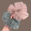 Diadema francesa súper de hada con estampado floral de leopardo, scrunchie vintage de organza, accesorio para el cabello femenino, cuerda para el cabello, banda elástica