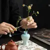 Florero de Cerámica con Esmalte de Cristal Horneado, Adorno Floral para Mesa de Té en Casa, Decoración de Florero Hidropónico para Oficina