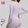 2026 Nuevo Estilo Cuello Redondo Ajustado Manga Larga Top de Yoga Camiseta Deportiva para Correr Fitness