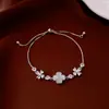 Pulsera Colgante Flor de Piedra Ojo de Gato Chapada en Oro Real, Lujo Ligero, Sensación de Alta Gama, Pulsera Dulce, Joyería de Moda y Elegante, Estilo de Nicho