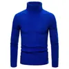 Suéter de cuello alto liso para hombre de comercio exterior transfronterizo otoño e invierno, suéter de punto base a rayas juvenil estilo coreano ajustado