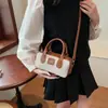 Bolso de Bowling con Bloques de Color de Diseño Nicho Coreano para Mujer Bolso de Mano Nuevo Primavera 2026 Bolso Cruzado Retro para Hombro
