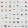 50 Peças de Adesivos de Grafite de Carimbo Postal para Mala de Viagem, Computador, Celular, Adesivos Decorativos à Prova d'Água, Decalques Criativos de Carimbo Postal