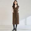 25 Otoño e Invierno Estilo Cachemir Lana Simple Tencel Cintura Alta Estilo Oficina Lana de Doble Cara Cuello en V Chaleco Largo 25596
