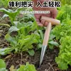Perforadora de agujeros para jardinería con mango de madera maciza, perforadora de agujeros puntiaguda para plantar, sembrar, trasplantar, fertilizar, herramienta multiusos para cavar hoyos