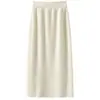 Elegancia Francesa 100% Lana Punto Liso Falda Midi Adelgazante Temperamento Falda de Punto Otoño Invierno Nueva Versátil Ropa para Mujer