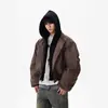 Fornecimento direto da fábrica primavera retrô americano falso dois PU jaqueta bomber curta masculina bonita jaqueta de alta qualidade moda