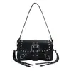 Bolso de Hombro Único Estilo Chica Picante Dulce y Fresca para Motociclista para Mujer, Nuevo Modelo Primavera 2026, Bolso de Mano y Bolso Cruzado Personalizado de Moda con Tachuelas