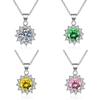 Douyin Transfronterizo Más Vendido Nuevo Collar de Girasol Tesoro Colorido Colgante Dos Quilates Chapado en Plata Cadena Clavicular para Mujer