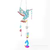 Atrapasoles de cristal de colibrí colorido incrustado de diamantes de lujo carillón de viento para jardín decoración colgante de hoja neta venta al por mayor transfronteriza de Amazon