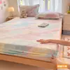 Manta de Cama de Leche de Invierno de Felpa Pieza Única Juego de Sábanas Infantiles con Más Terciopelo Manta de Cama Dormitorio Protector de Colchón Totalmente Envuelto de Felpa de Coral