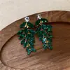 Brincos de Tarraxa Simples com Borla de Folha de Diamante Inlaid Prata Agulha Brincos Retro de Luxo Leve de Nicho com Toque de Alta Qualidade Acessórios de Brincos Exquisitos Versáteis para Mulheres