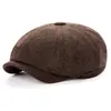 Chapéu Newsboy de Lã Espinha de Peixe Retrô Britânico, Quente para Outono e Inverno, Unissex, Fashionável, Casual, Chapéu Octogonal para Frente
