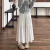Outono 2026 Novo Estilo Coreano Saia de Bolo Branca Delicada Cintura Alta Emagrecedora Saia Midi de Cintura Alta Linha A