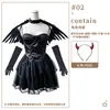 Disfraz de Halloween para Adultos Vestido con Alas de Ángel Blancas y Negras Sexy Bruja Demonio Cosplay Atuendo de Performance