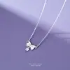 Collar de Flor de Lirio del Valle con Lazo para Mujer Plata de Ley S999 Dulce Bosque Flor Escarchada Cadena para Clavícula de Plata Pura Joyería al por Mayor