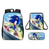 Mochila SONIC Nueva Transfronteriza Mochila de Dibujos Animados Bidimensionales Mochila Escolar para Estudiante de Primaria Juego de Tres Piezas