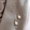 Nuevos Pendientes de Gancho de Perla Simple Elegante para Celebridades de Internet, Pendientes Largos Elegantes Versátiles, Pendientes de Estilo de Corte Retro, Pendientes para Mujer