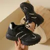 Nuevos zapatos de mujer de talla grande para comercio electrónico transfronterizo, zapatillas deportivas de cuero transpirables, estilo coreano, suela gruesa, casual, suela suave, zapatillas de correr tipo dad