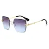 Gafas de Sol Sin Marco de Nuevo Estilo con Borde Cortado, Gafas de Sol de Marco Cuadrado a la Moda para Mujer, Gafas de Sol Sin Marco de Tendencia Transfronteriza Ins Europeas y Americanas