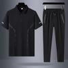 Conjunto de Camisetas para Homens de Meia-Idade e Idosos, Novo Estilo Verão 2026, Roupa de Verão para o Pai, Manga Curta de Seda Gelo, Roupa para o Dia dos Pais