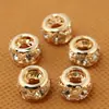 Cuentas de barril incrustadas de diamantes, cuentas espaciadoras, cuentas sueltas, accesorios de joyería hechos a mano para DIY, cordón de cuero para pulsera, cuentas sueltas