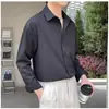 Camisa Blanca de Lujo Ligero con Botones a Presión, Sin Planchar, Cuello Windsor, Elástica, Moda Casual de Negocios, Color Sólido, Camiseta Base para Hombre