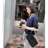 Loja Principal Shanghai Dan Nong/26 Primavera/Verão Novo Cânhamo Fino Transparente Gola V Malha de Trabalho Manga Curta Camiseta Top Feminino