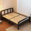 Cama de hierro para vivienda temporal, cama individual, herramienta simple para siestas en la oficina, cama plegable para dormitorio, cama de madera reforzada