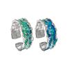 1809 Sentido del Diseño Nicho Textura Irregular Textura Lujo Ligero Azul y Verde Esmalte Goteado Anillo de Plata Esterlina S925 Anillo para Mujer
