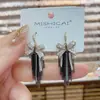 Brincos de Gancho com Corrente de Laço e Franja Estilo Francês Retrô de Luxo Leve, Brincos Elegantes de Celebridade da Internet, Versáteis para o Dia a Dia