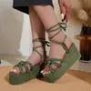 Sandalias de verano con tiras cruzadas para comercio electrónico transfronterizo, talla grande 2026 nuevo modelo, sandalias de cuña de suela gruesa de comercio exterior europeas y americanas para mujer