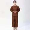 Conjunto de Ropa de Monje Budista de Algodón para Hombres y Mujeres, con Botones de Tela, Engrosado para Meditación de Invierno