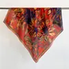Lenço Feminino 2026 Primavera Novo Estilo Coreano Bloco de Cores Retrô Grafite 90 Lenço Grande Versátil Lenço de Pescoço Lenço de Seda Xale Algodão Linho