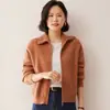 Cárdigan Suéter Chaqueta de Punto para Mujer Cachemira Otoño e Invierno 2026 Nuevo Corto Holgado Cuello Polo Color Sólido Doble Cremallera