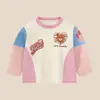 Camiseta Infantil de Manga Longa Algodão Puro Lycra Tops Patchwork para Meninos Camisas Básicas para Meninas Roupas de Bebê Roupas Infantis Categoria de Roupas de Primavera a
