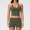 Conjunto de Ropa de Yoga Zechuang de Sensación Desnuda de Cintura Alta con Cuello Halter y Hermoso Diseño en la Espalda, Conjunto de Ropa Ajustado para Correr al Aire Libre y Fitness 3588