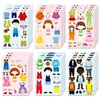 6 Folhas/Pacote de Personagens de Desenho Animado com Diferentes Tons de Pele, Adesivos de Quebra-Cabeça DIY para Vestir, Adesivos de Roupas e Expressões, Adesivos Divertidos para Decoração Artesanal