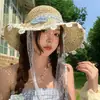 Sombrero de Paja de Ala Ancha Dulce con Cinta, Estilo Pastoral Francés de Verano para Mujer, Adecuado para Salidas, Vacaciones y Protección Solar en la Playa, Personalizable