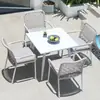 Mesas y Sillas de Exterior, Sillas de Mimbre, Patio de Villa, Balcón Blanco Sencillo, Terraza Exterior, Silla Bolo Tejida con Cuerda para Ocio en el Jardín