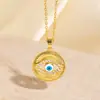 Collar Ojo del Diablo Transfronterizo para Mujer, Cobre Chapado en Oro con Incrustación de Circonita, Relieve Tridimensional de Goteo de Aceite, Colgante de Pupila Azul Irregular, Moda Europea y Americana