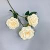 Rosa diamante de tres cabezas estilo europeo flor falsa decoración de auditorio de boda rosa champán rosa pequeña rizada simulación rosa