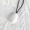 Colgante de Piedra Bruta de Cristal Natural Pulido en Forma de Lágrima Collar Energético Multimaterial Ovalado Producto Nuevo Transfronterizo